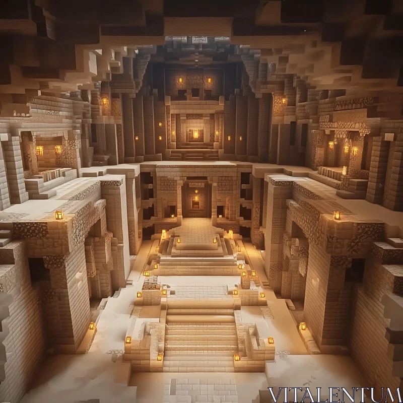 Mysterious Stone Temple Interior AI Image