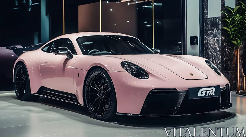 AI ART Luxurious Pink GTR Car in Showroom