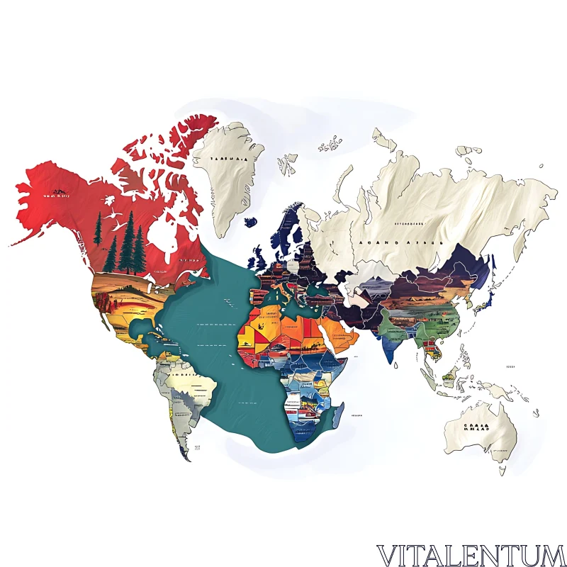 Creative Colorful World Map Art AI Image