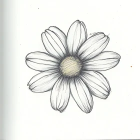 Minimalist Daisy Flower Sketch Art