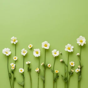 White Daisies on Green Background