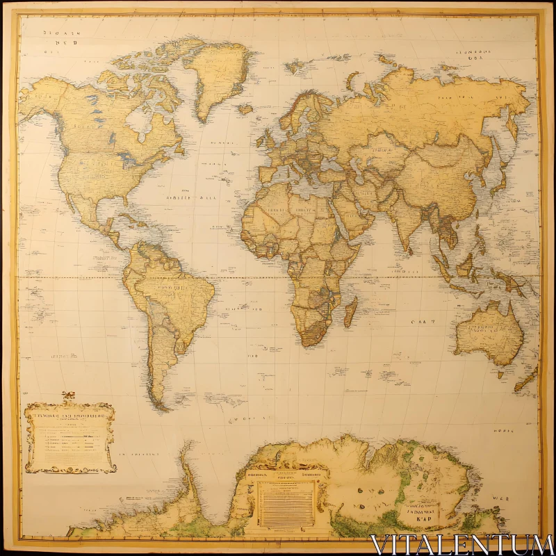 Vintage World Map with Detailed Engravings AI Image