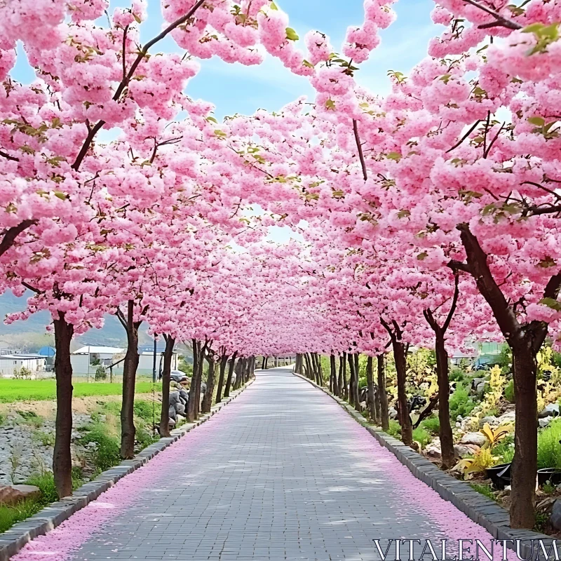 AI ART Enchanting Path under Cherry Blossoms