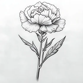 Detailed Flower Sketch in Black and White