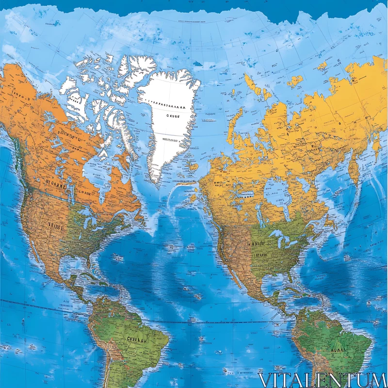 Comprehensive Northern Hemisphere World Map AI Image