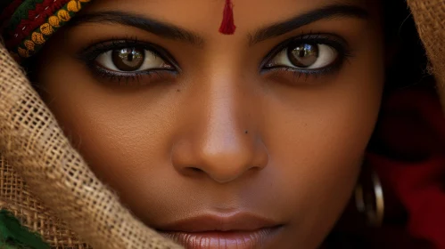 Captivating Portrait of an Indian Woman with Mesmerizing Eyes