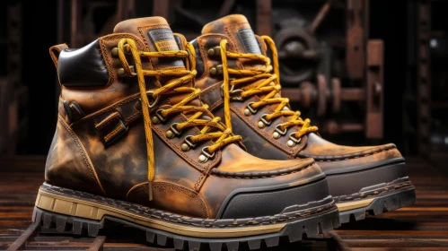 Rustic Industrial Leather Boots Scene - Amber Tones