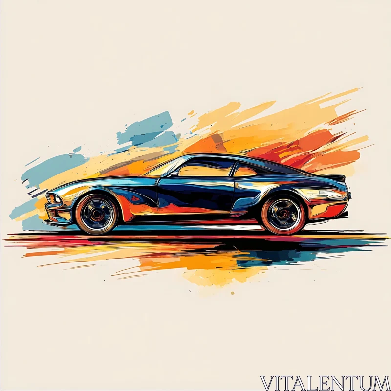 Colorful Vintage Car Artwork AI Image