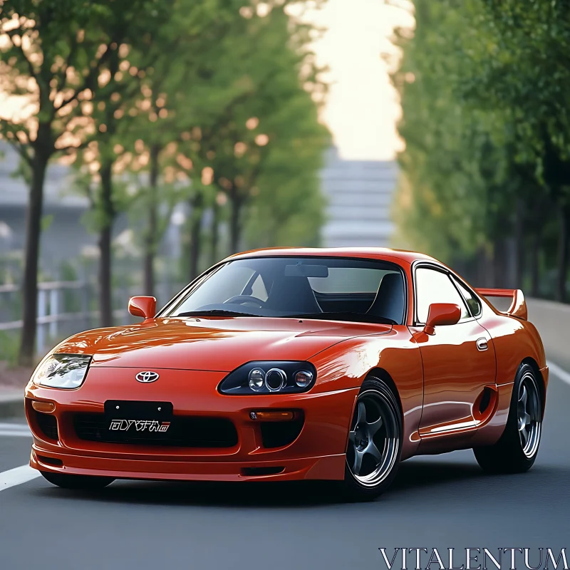 Sporty Red Toyota Supra AI Image