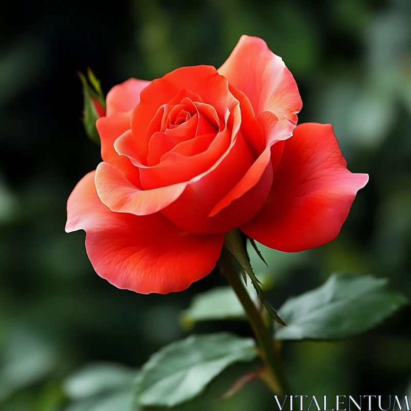 Vivid Red Flower Close-Up Amidst Greenery AI Image