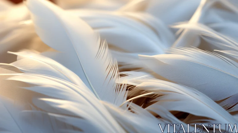 Ethereal Light Effects on White Feathers - A Study in Texture and Luminosity AI Image