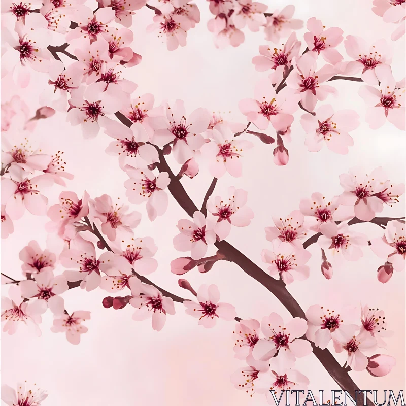 Serene Cherry Blossom Floral Composition AI Image