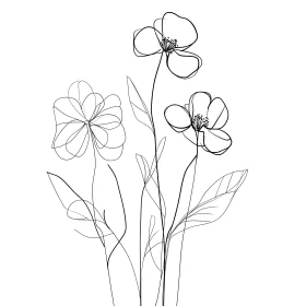 Elegant Floral Line Drawing