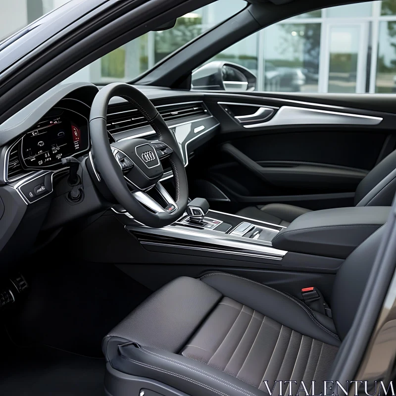 Modern Car Interior with Sleek Dashboard and Comfort Features AI Image