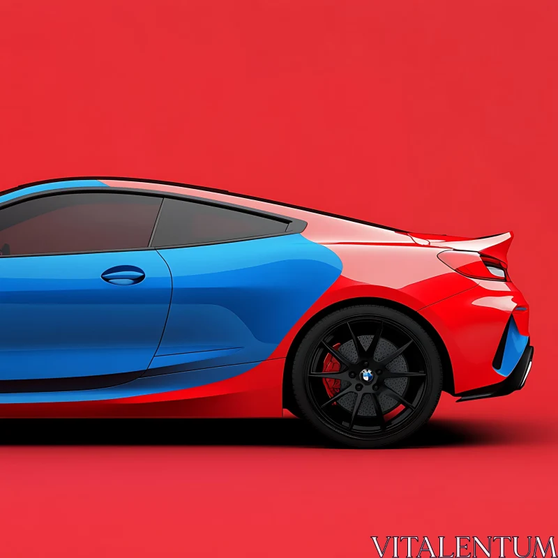 Modern Sports Car with Bold Red and Blue Colors AI Image