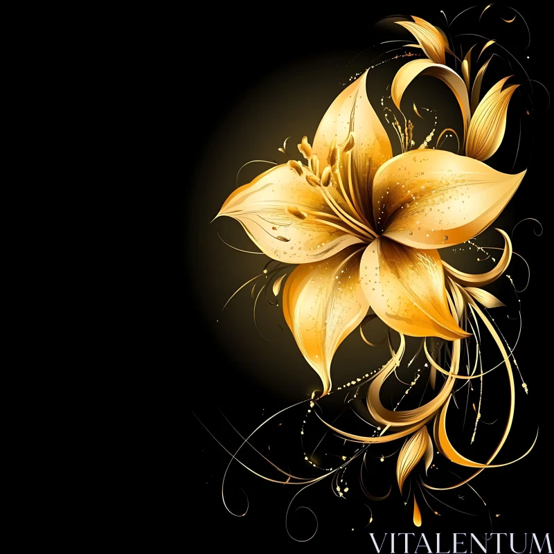 AI ART Elegant Golden Flower Artwork