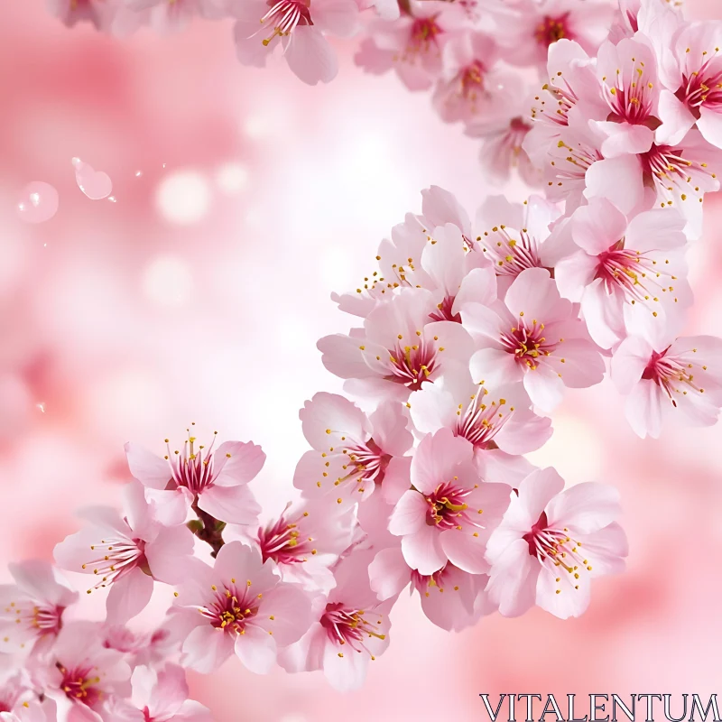 Delicate Pink Cherry Blossoms AI Image