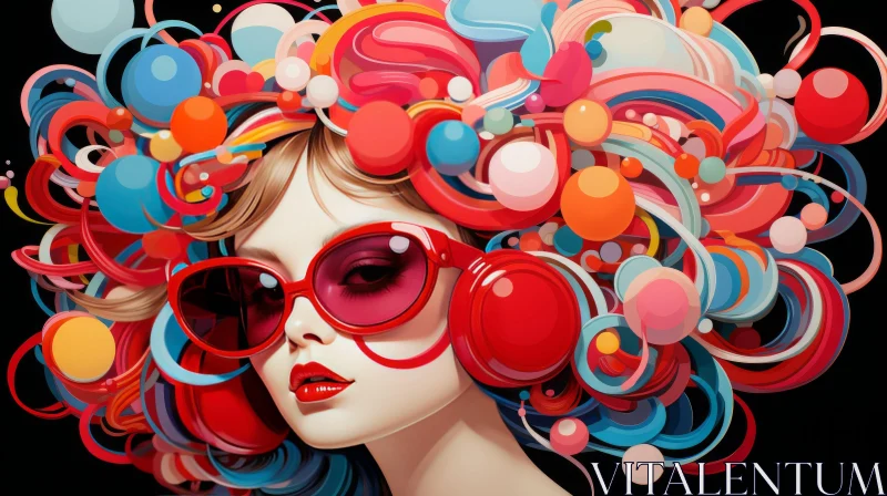 Surreal Candy-Coated Artwork: Woman with Colorful Hair AI Image