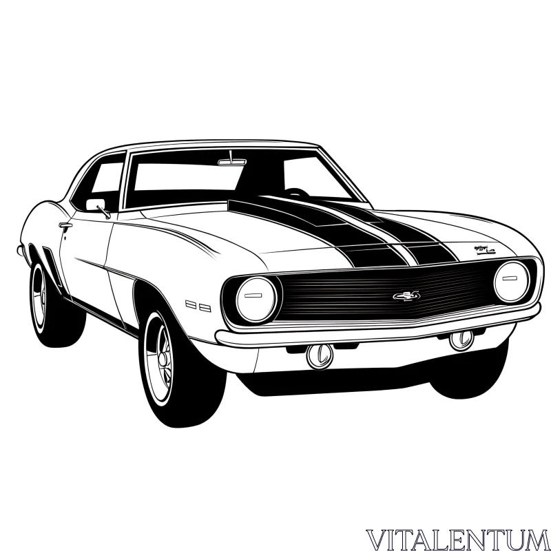 Vintage Muscle Car Drawing AI Image