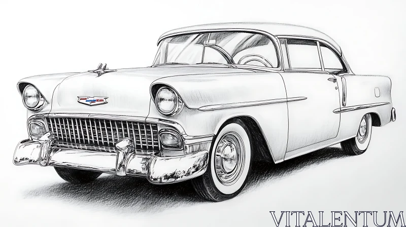 Retro Automobile Pencil Drawing AI Image