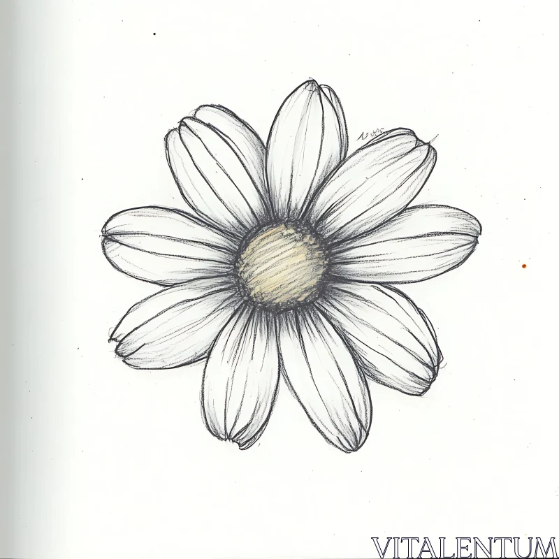 AI ART Minimalist Daisy Flower Sketch Art