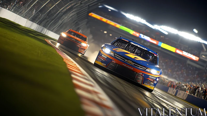 High-Speed Night Racing Cars AI Image