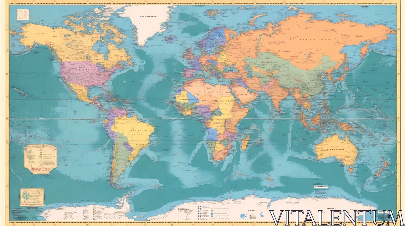 Detailed Global Political Map Highlighting Countries and Oceans AI Image