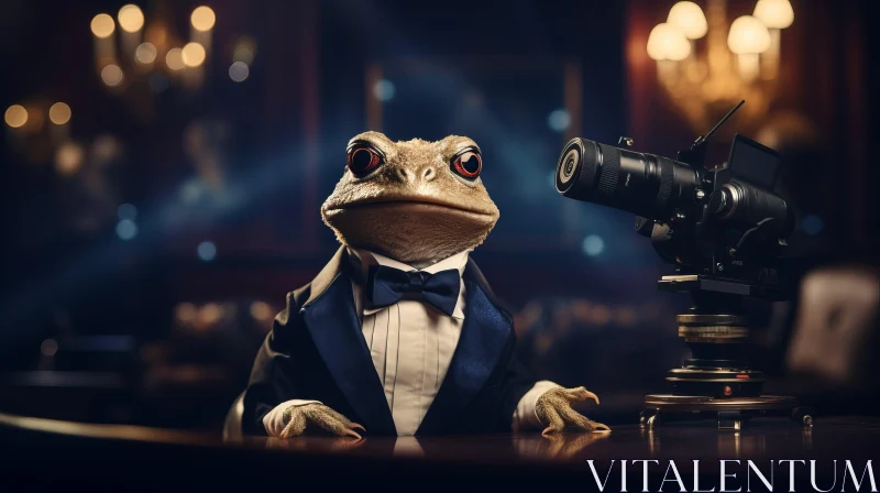 Business Frog in Black Tie: A Sci-Fi Tavern Spectacle AI Image