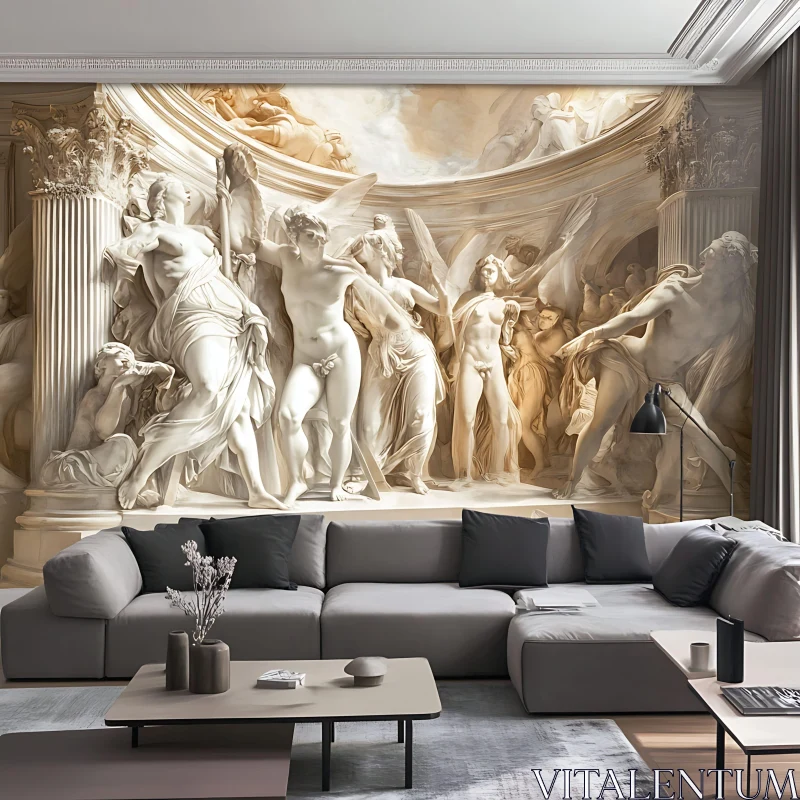 AI ART Grand Classical Sculpture Mural