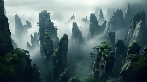 Foggy Mountain Landscape in China: Serenity and Exoticism Combined