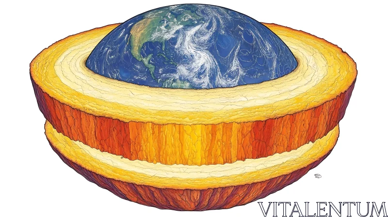 AI ART Cross-Section Diagram of Earth's Layers