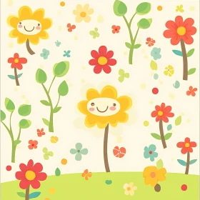 Happy Flower Cartoon Artwork