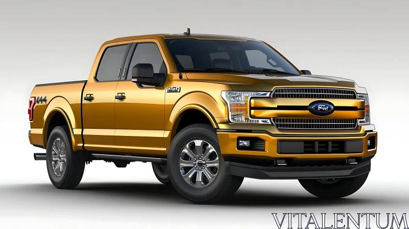 Luxurious Golden Pickup Truck in Studio AI Image