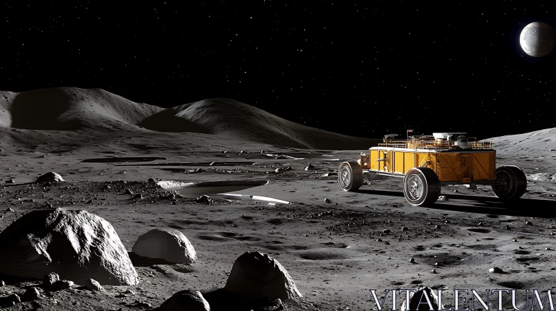 Lunar Exploration Vehicle at Night AI Image