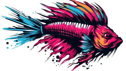 Colorful Fish Art in Graffiti and Neogeo Style
