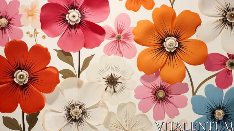 Colorful Floral Wallpaper in Pop Art Style AI Image