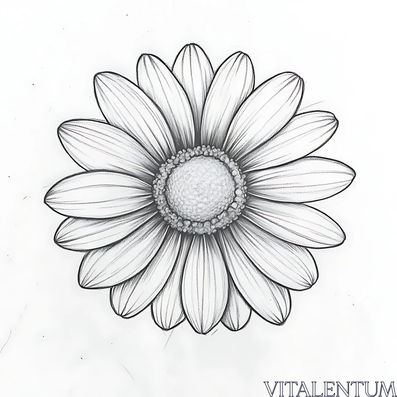 Detailed Botanical Daisy Drawing AI Image