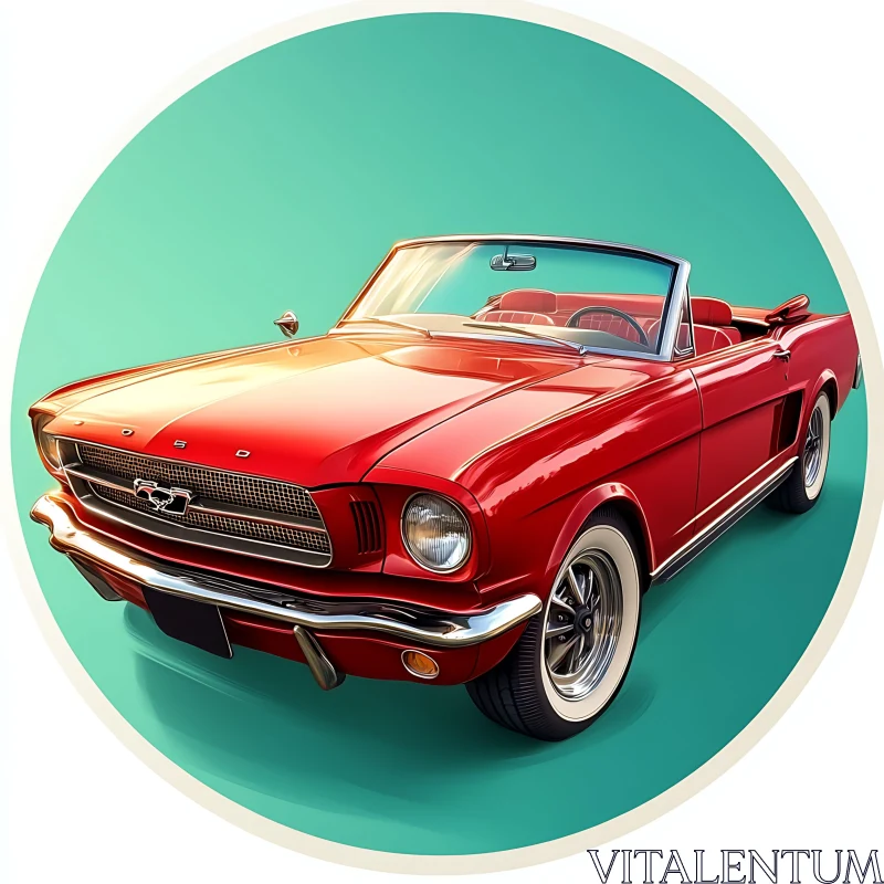 Elegant Red Classic Convertible Automobile AI Image