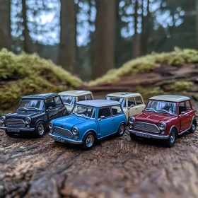 Vintage Toy Cars in a Natural Forest Environment