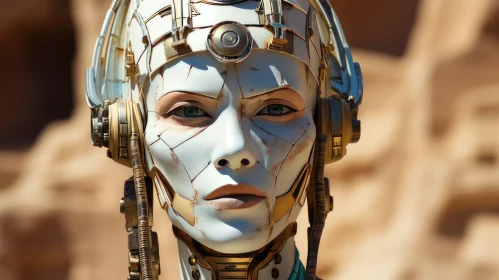Steampunk Style Futuristic Woman in Desert - Captivating Close-up