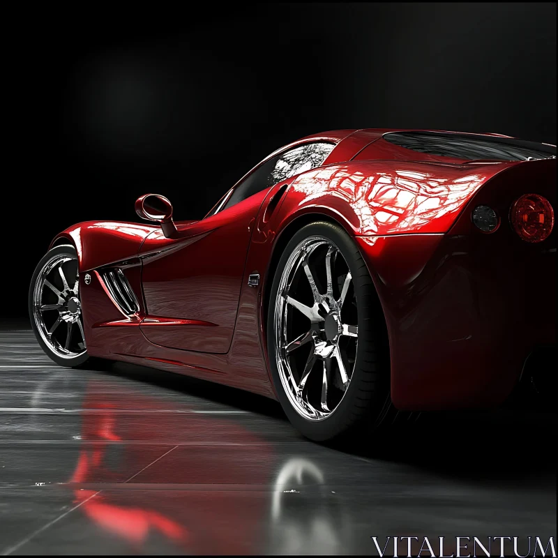 Luxurious Red Sports Car in Dim Light AI Image