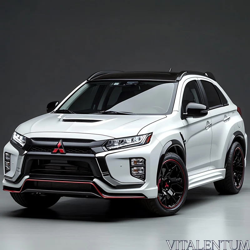 Modern White SUV with Stylish Black and Red Details AI Image