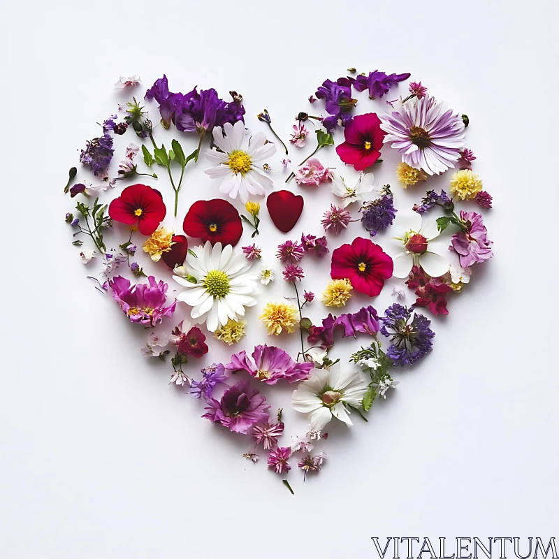 Vibrant Flower Heart Arrangement AI Image