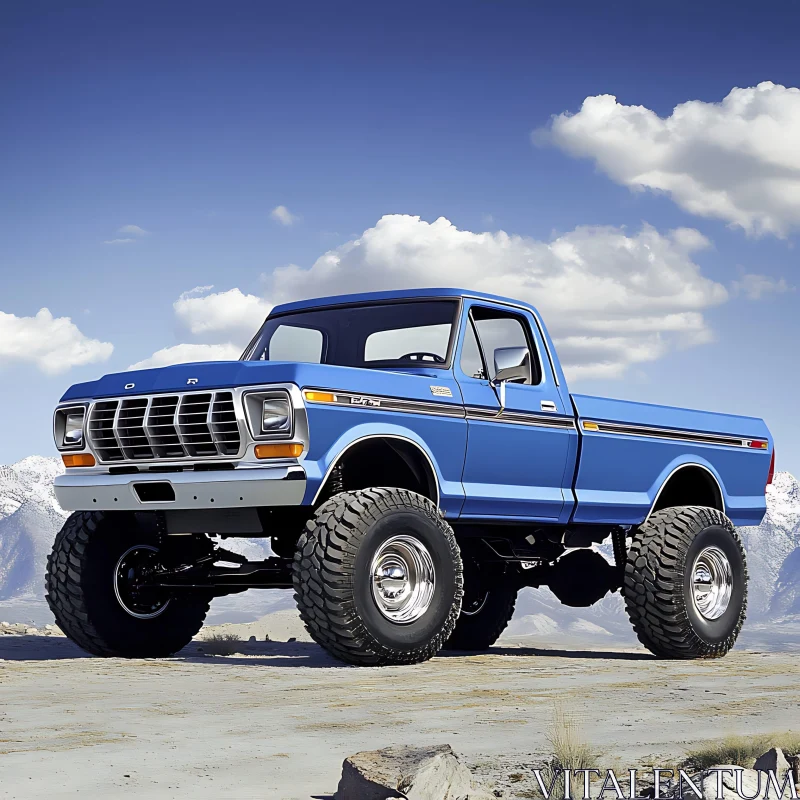 AI ART Classic Blue Pickup Truck