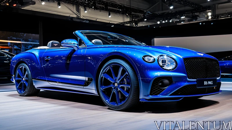 Modern Blue Convertible Car Exhibition AI Image