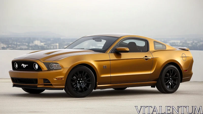 Golden Sporty Mustang Car AI Image