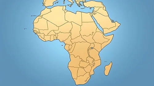 Simplified African Continent Map with Clear Regions