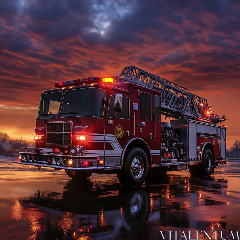 Emergency Vehicle at Twilight AI Image