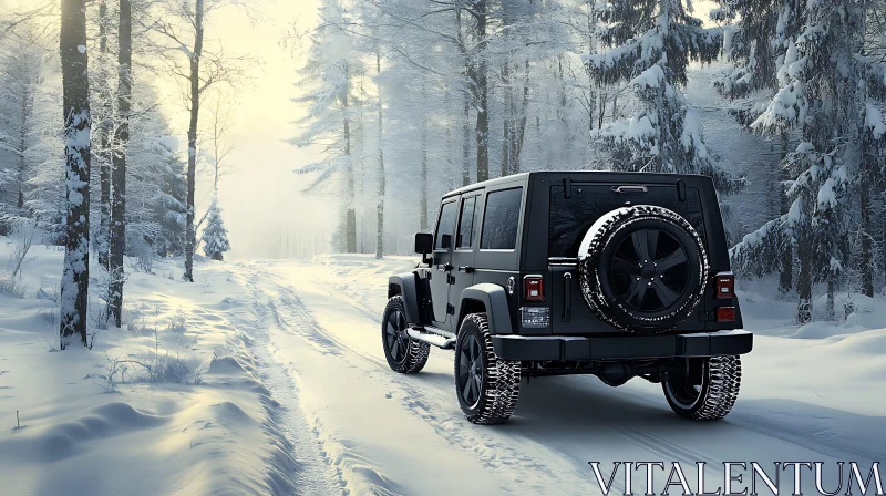 Winter Adventure in an SUV AI Image