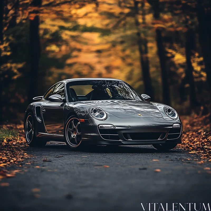 AI ART Sleek Sports Car Amidst Fall Colors